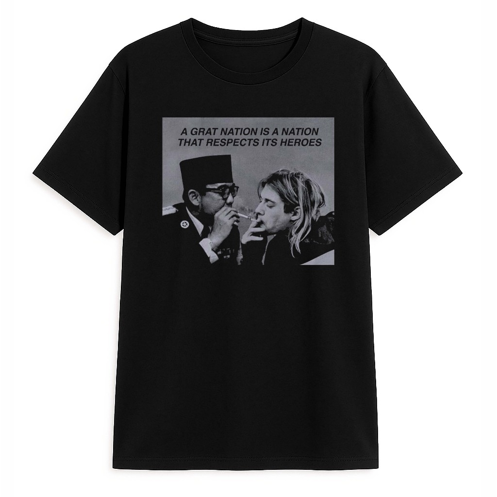 Kaos Eksklusif Soekarno x Kurt Cobain – Sablon Plastisol, Best Seller Pria