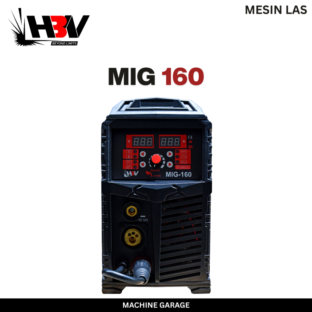 Mesin Las MIG 160 HBV 3 Fungsi Bisa Pakai Gas CO2 atau Tanpa Gas 1 Fasa 220V 40-160A Ringan 13kg Bengkel Rumahan Industri