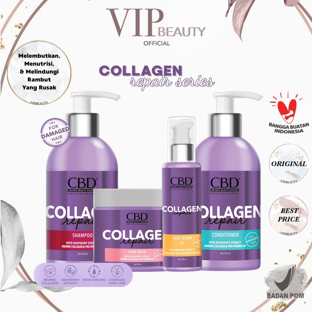 CBD Collagen Repair Series Hair Mask | Shampoo | Conditioner | Serum (Ungu)