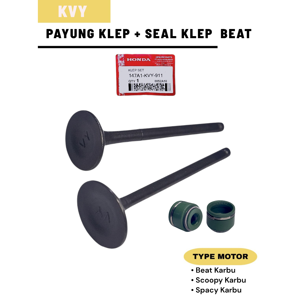 Klep Set Honda Beat Karbu + Seal Klep Beat Karbu Scoopy Spacy Karbu KVY