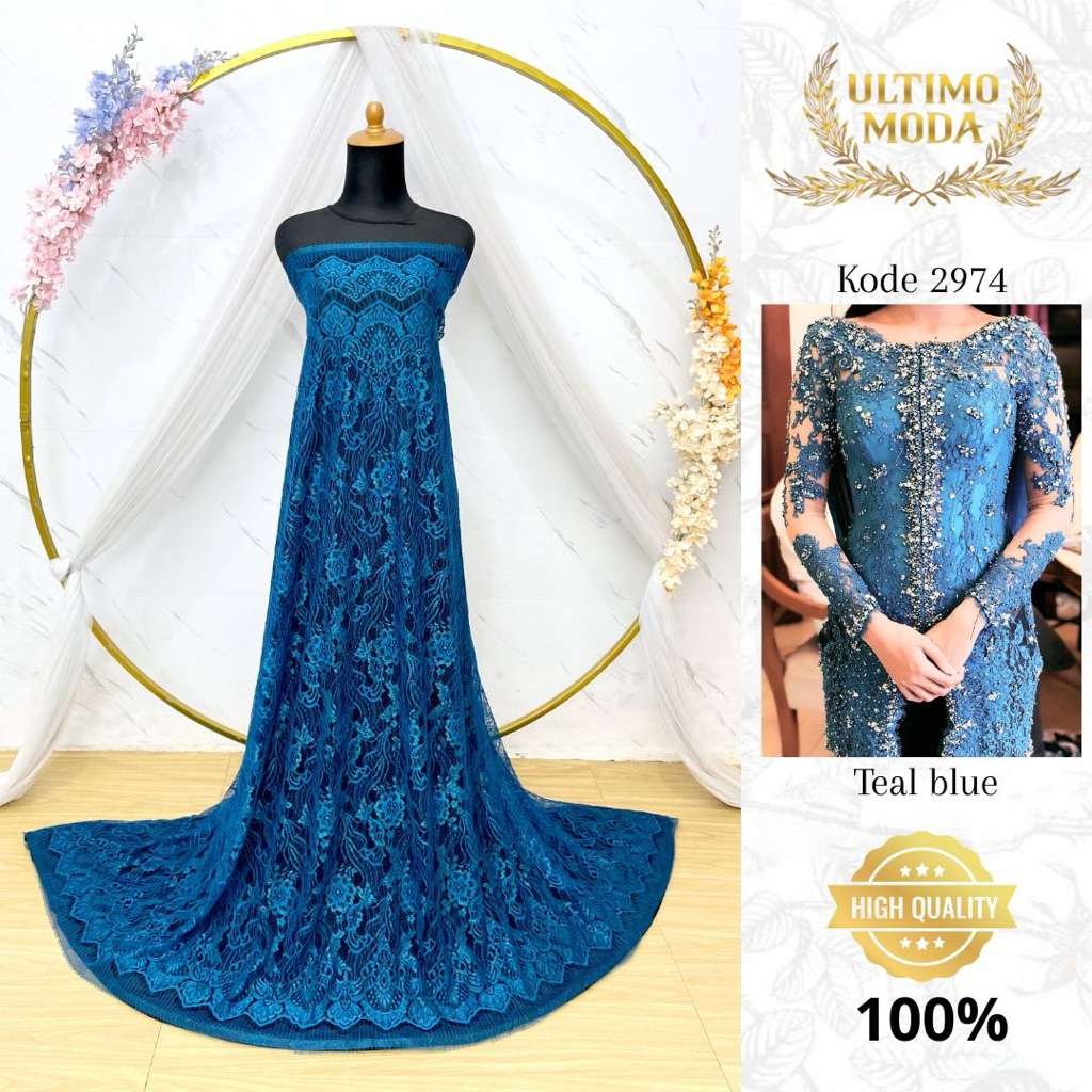 (GRADE A) KODE 2974 - KAIN PANEL BRUKAT 3d metalic shading katun (SL) - MEWAH DAN ELEGAN - PANJANG 2