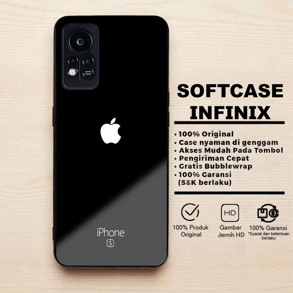 Case Infinix Hot 11 11S NFC 11S Finger 11 Play Terbaru Motif LOGO IPHONE APPLE Softcase Glossy Silik