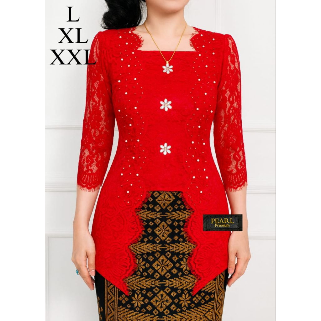 Blus brokat katun bunga