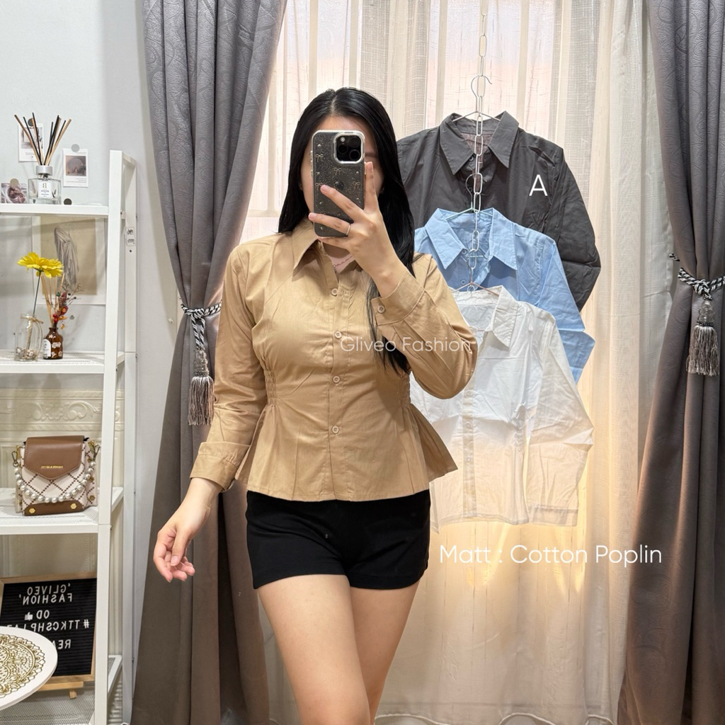 Gliveo (cod) - Nessa Top Poplin / Kemeja Katun Poplin Wanita / Kemeja Poplin Wanita / Kemeja Lengan 