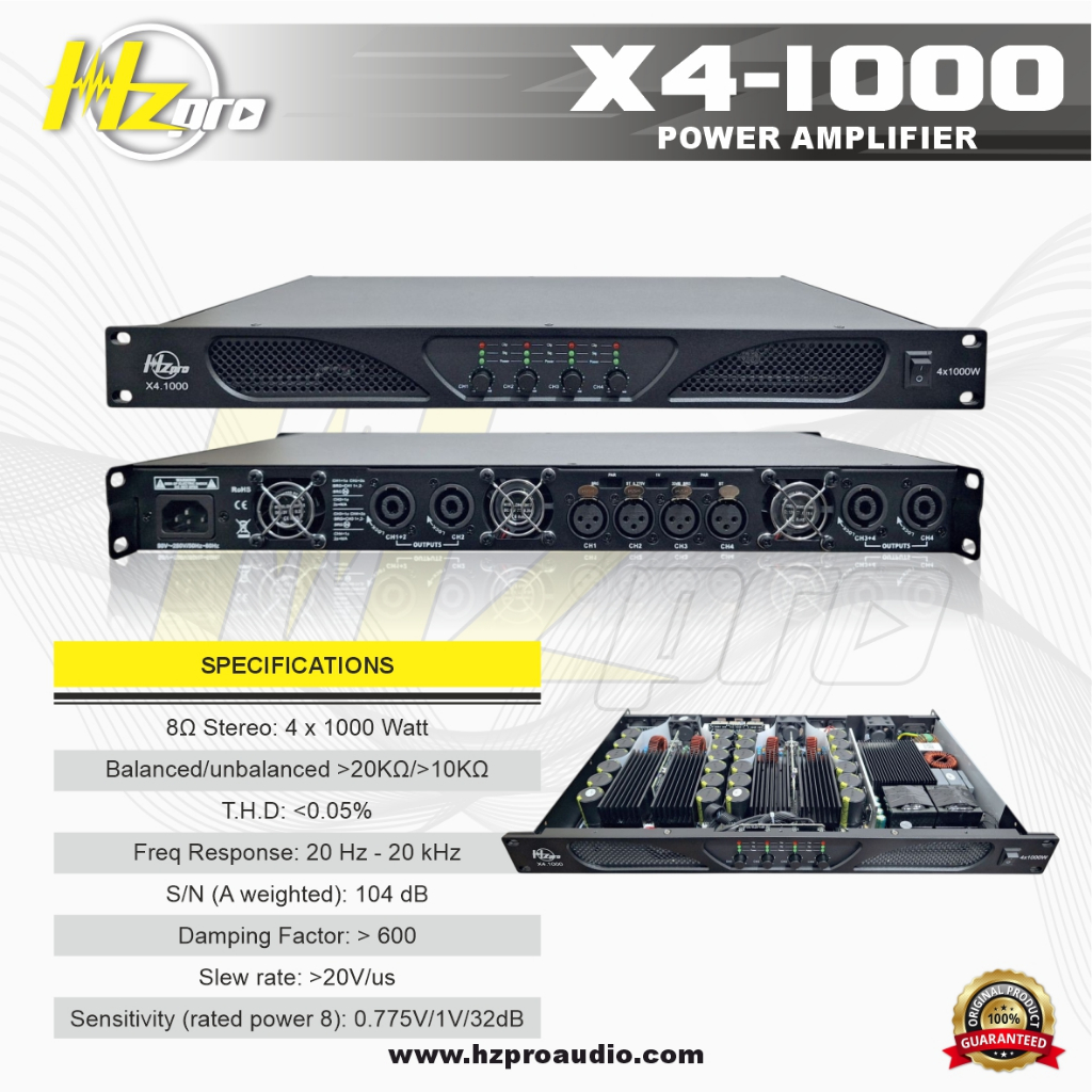 POWER AMPLIFIER HZ PRO X4-1000 ORIGINAL (4X1000 WATT)