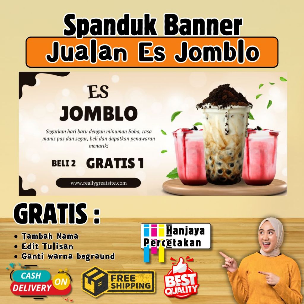 TERMURAH - SPANDUK JUALAN ES JOMBLO | BANNER JUALAN MINUMAN KEKINIAN