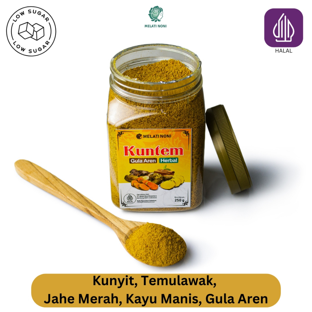 

KUNTEM Kunyit Temulawak Jahe Merah Kayu Manis Gula Aren Bubuk Herbal Original Melati Noni