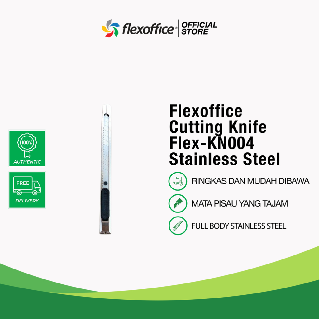 

FLEXOFFICE CUTTING KNIFE FO- KN004 STAINLESS STEEL simpel ringkas kokoh tajam multifungsi anti karat