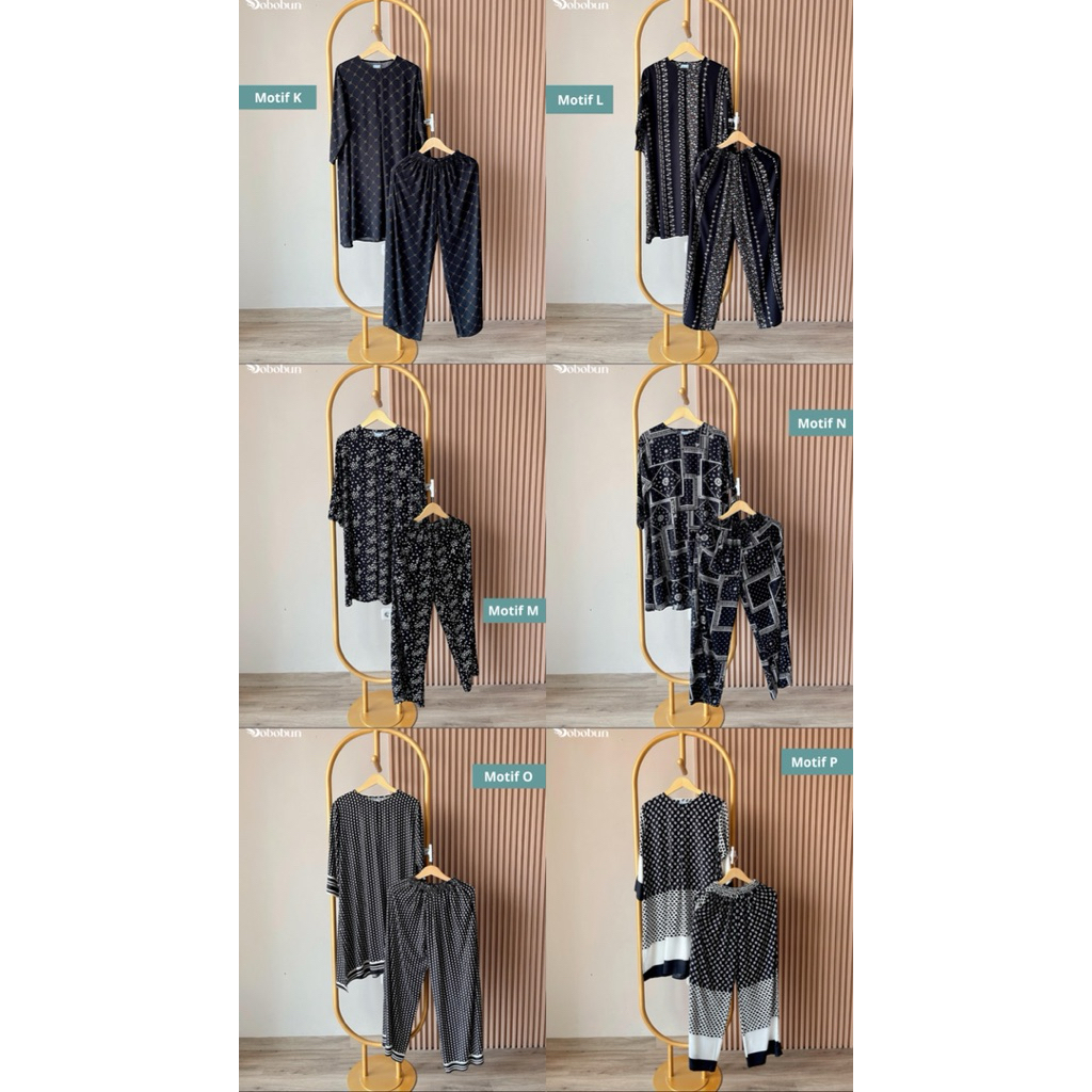TANIA ONE SET BLACK SERIES BY BOBOBUN, setelan tunik-kulot Bahan RAYON, setelan daily activity