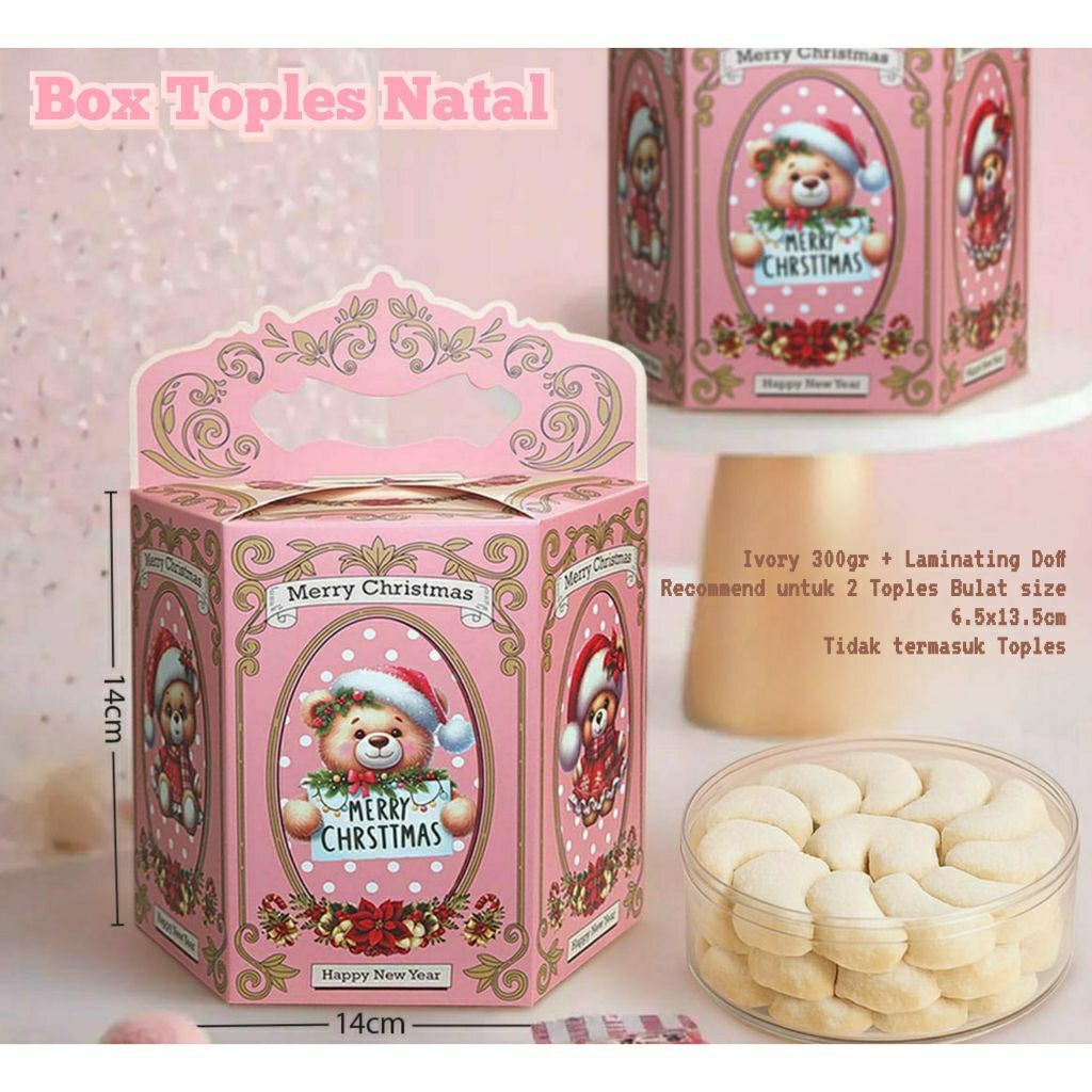 Christmas Box Toples Natal Kue Kering Cookies Packaging Kotak Kue