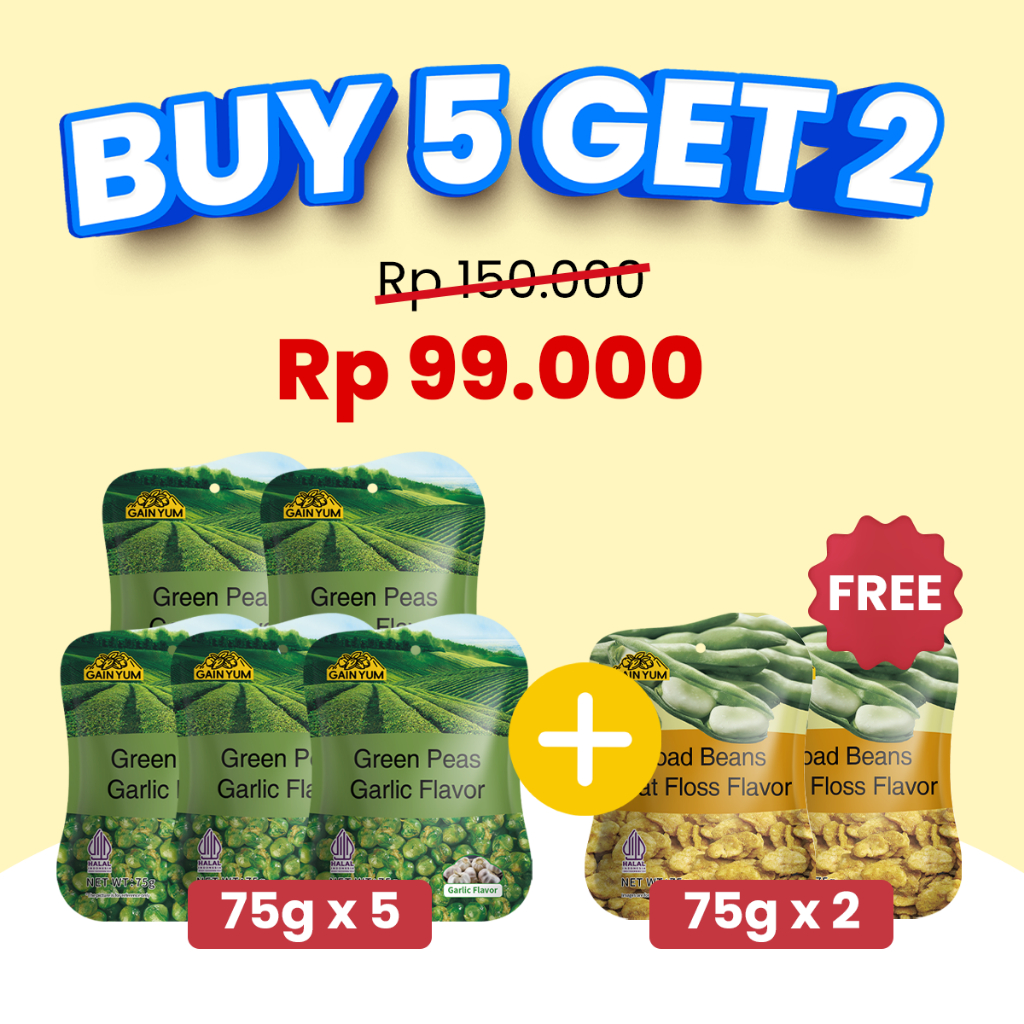 

Gain Yum - Kacang Polong Rasa Bawang Putih Kam Yuens Green Peas Garlic Flavor 75G [Chinese Version]