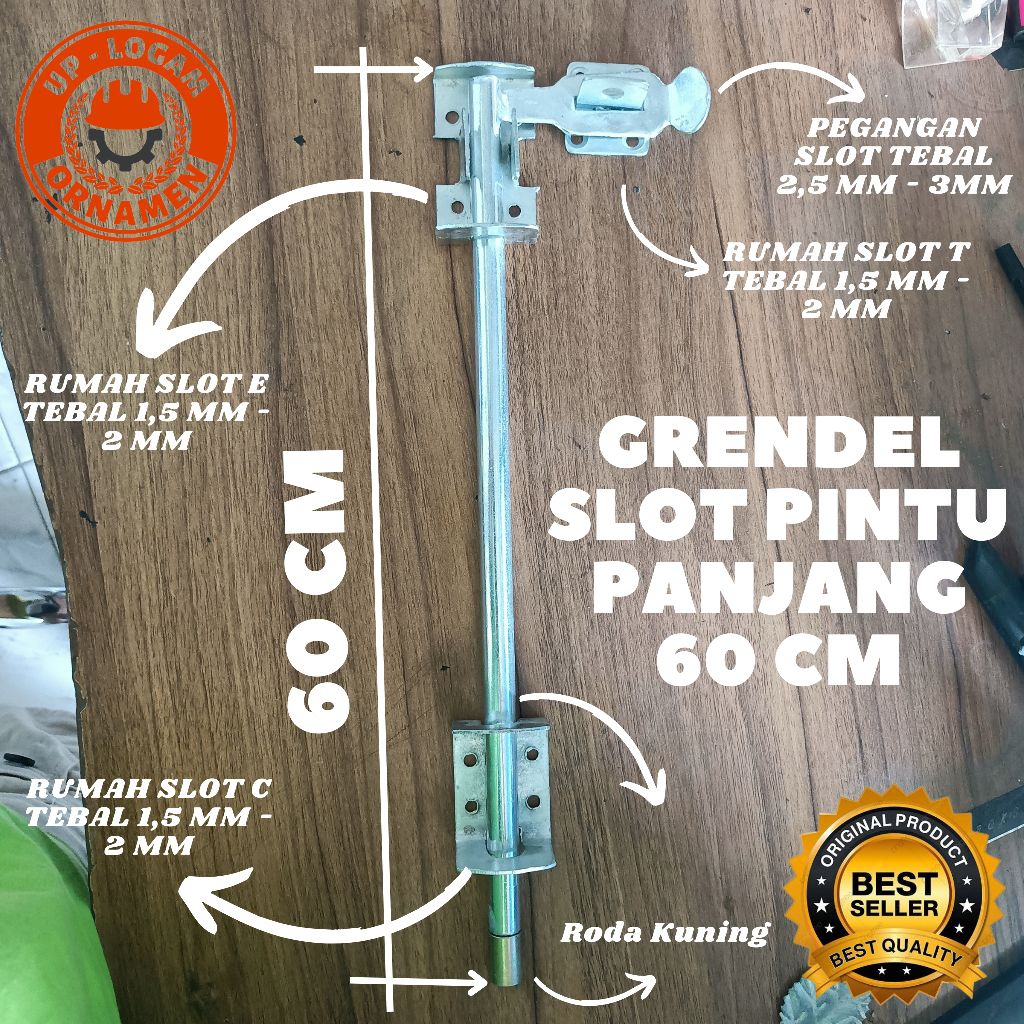 Slot bawah Roda Kuning panjang 60 cm , slot pintu henderson, pintu gebyog