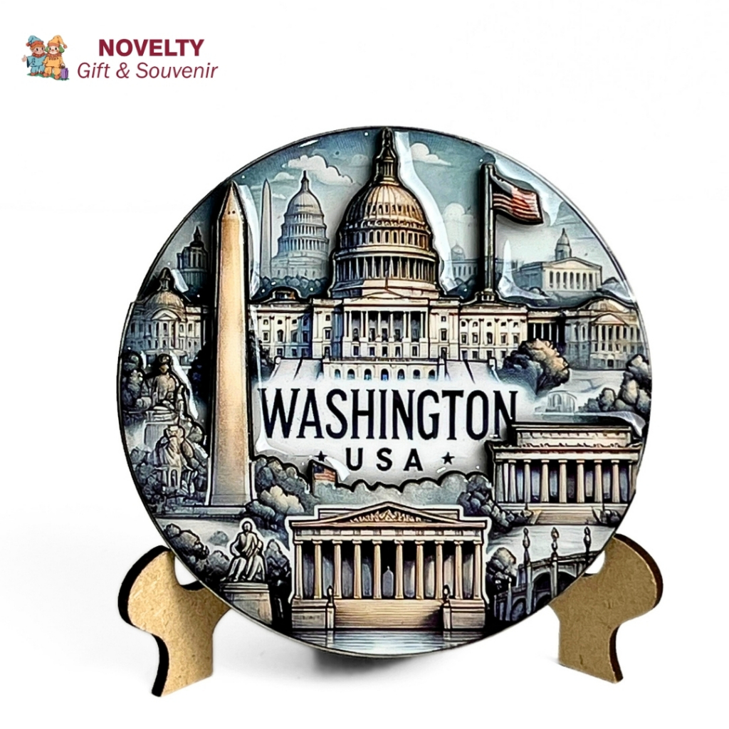 Souvenir Piring Pajangan Magnet Kulkas Washington oleh oleh Negara Amerika USA