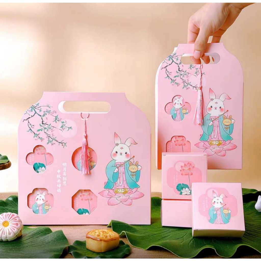 

Mooncake Hampers Box / Kotak Kue Bulan Set Mini Box Sekat 4 & 6 - 100-125gr