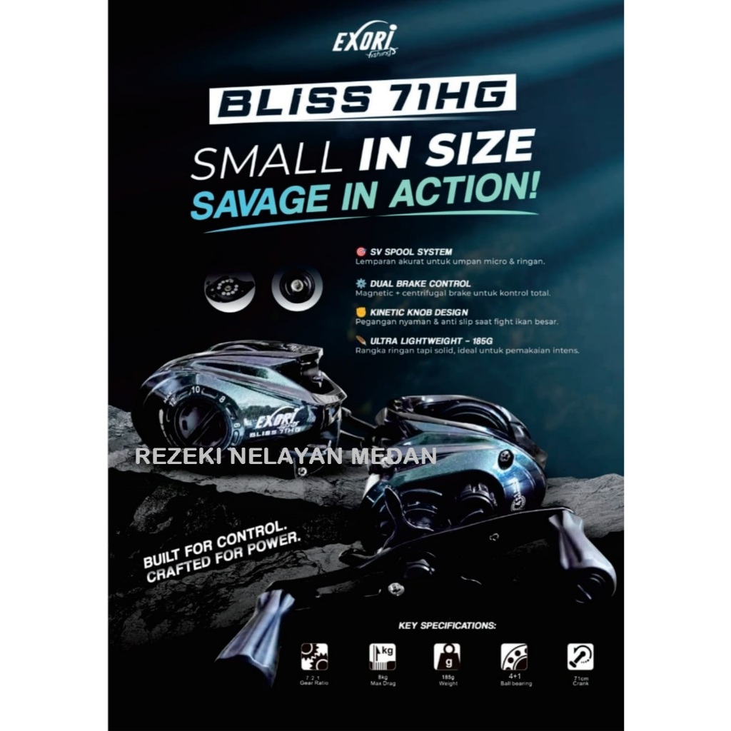 Reel Baitcasting EXORI Bliss 71 HG | Reel BC Terbaru EXORI | Reel BC Murah Berkualitas EXORI