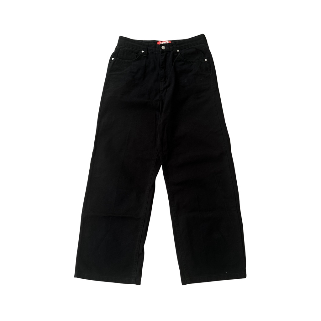 Lone Chaser Wide Fit Black Jeans Korean Brand (Baggy Bootcut)