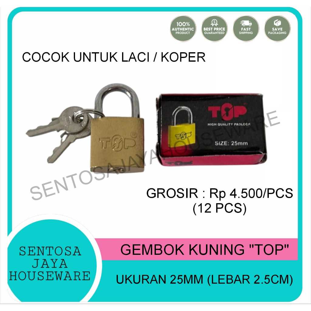 GEMBOK KUNING 25MM / GEMBOK TAS KOPER 25MM / GEMBOK TAS / GEMBOK KOPER / GEMBOK MINI