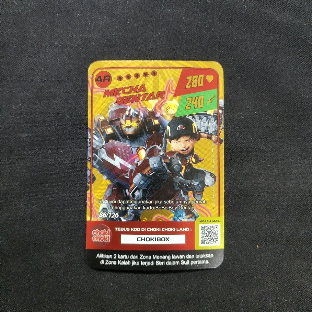 Kartu Rare Boboiboy Choki Choki Gold Card - Mecha Gentar (AR Rank Card) (Monsta Galaxy Card x Choki 