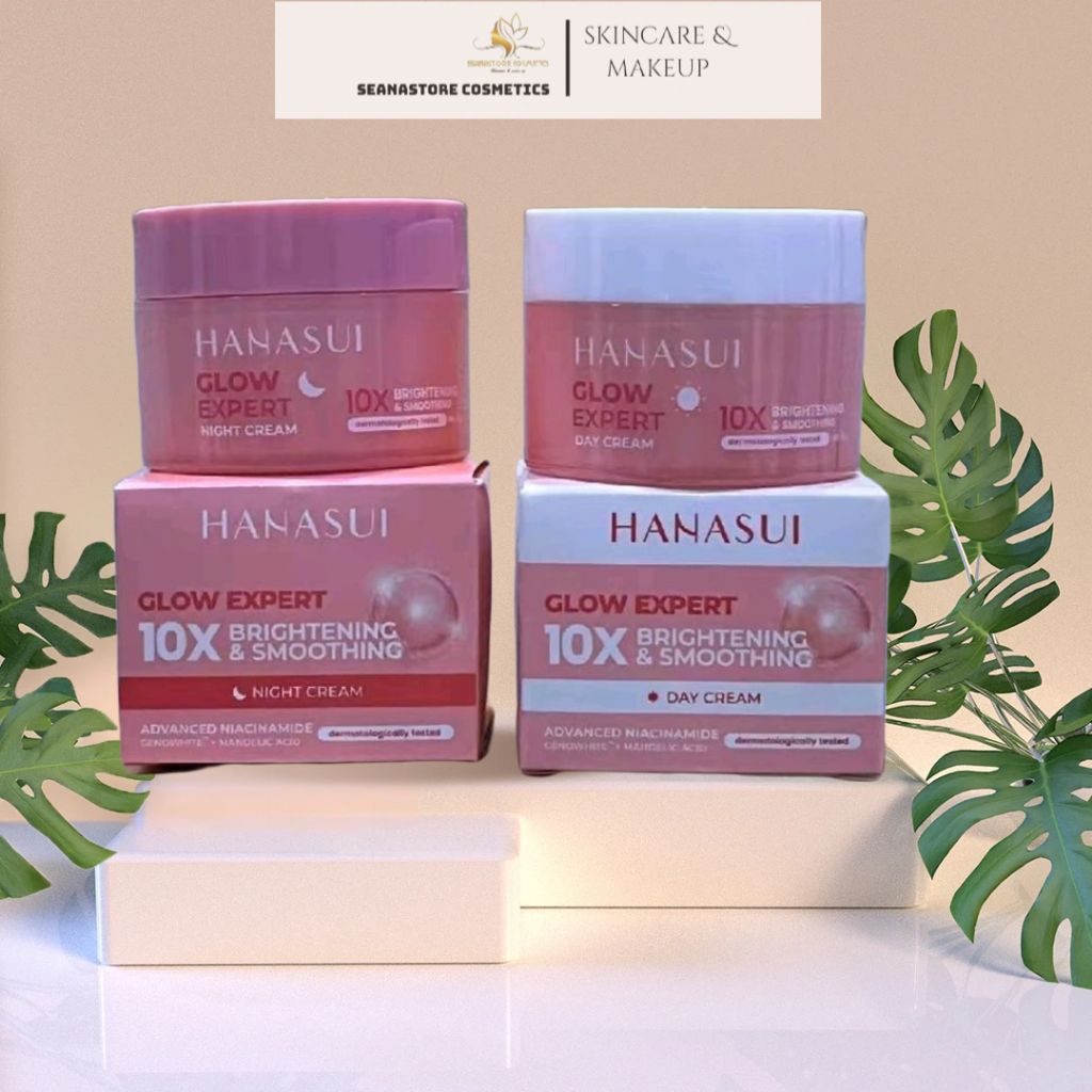 paket hanasui flawless glow cream siang & cream malam
