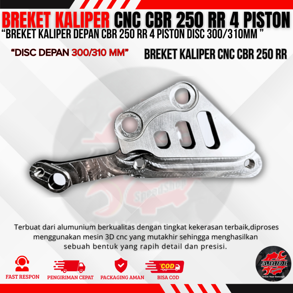 BREKET KALIPER CNC 4 PISTON DEPAN CBR 250 RR BREKET KALIPER DEPAN CBR 250 RR DIAMETER DISC 300/310mm