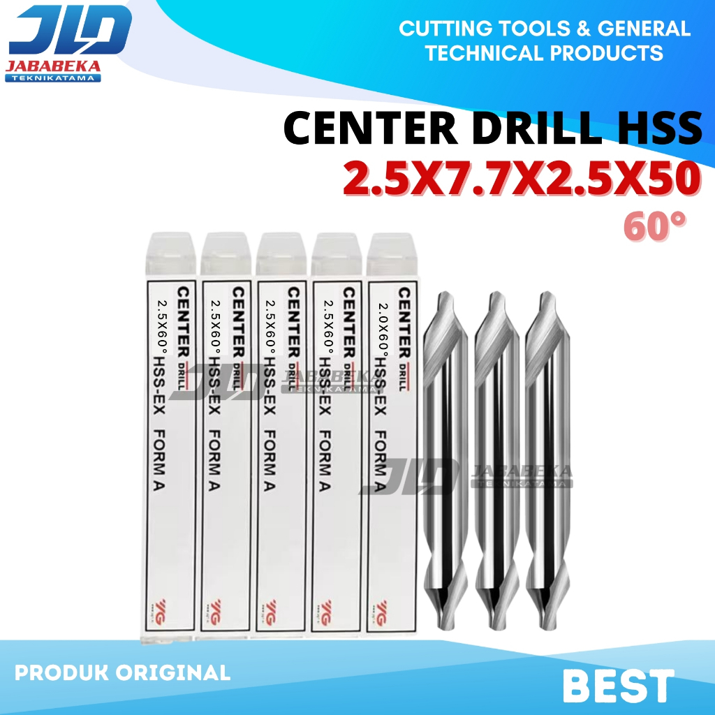 YG1 - NC Center Drill 2.5x60° HSSCo8 Tools Champer NC SPOTTING Drill 2.5x60° HSSCo8 Merk YG1