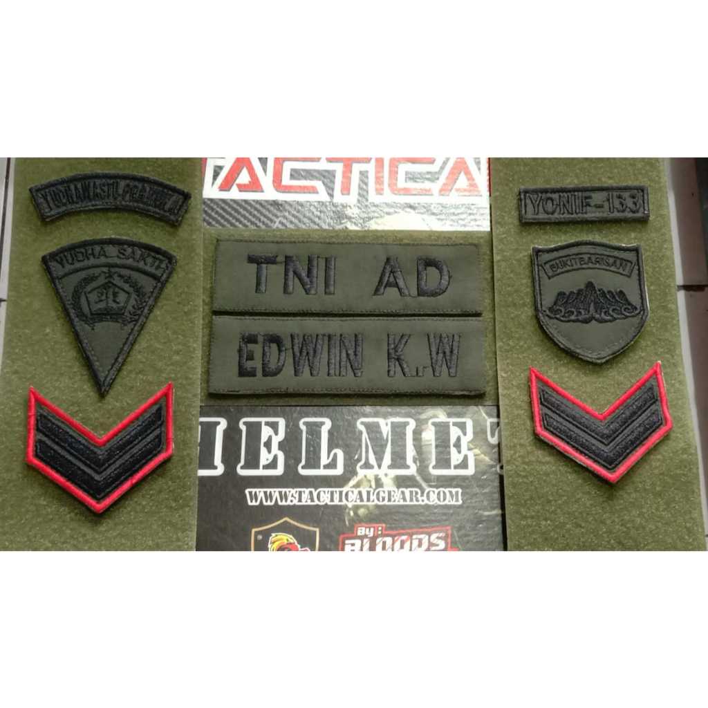 Full 1 Set Atribut Bordir Papan Nama PDL TNI AD
