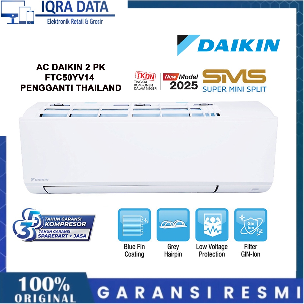 AC DAIKIN 2PK FTC50YV14 AC SPLIT 2 PK SUPER MINI SPLIT SERIES STANDARD - PENGGANTI THAILAND