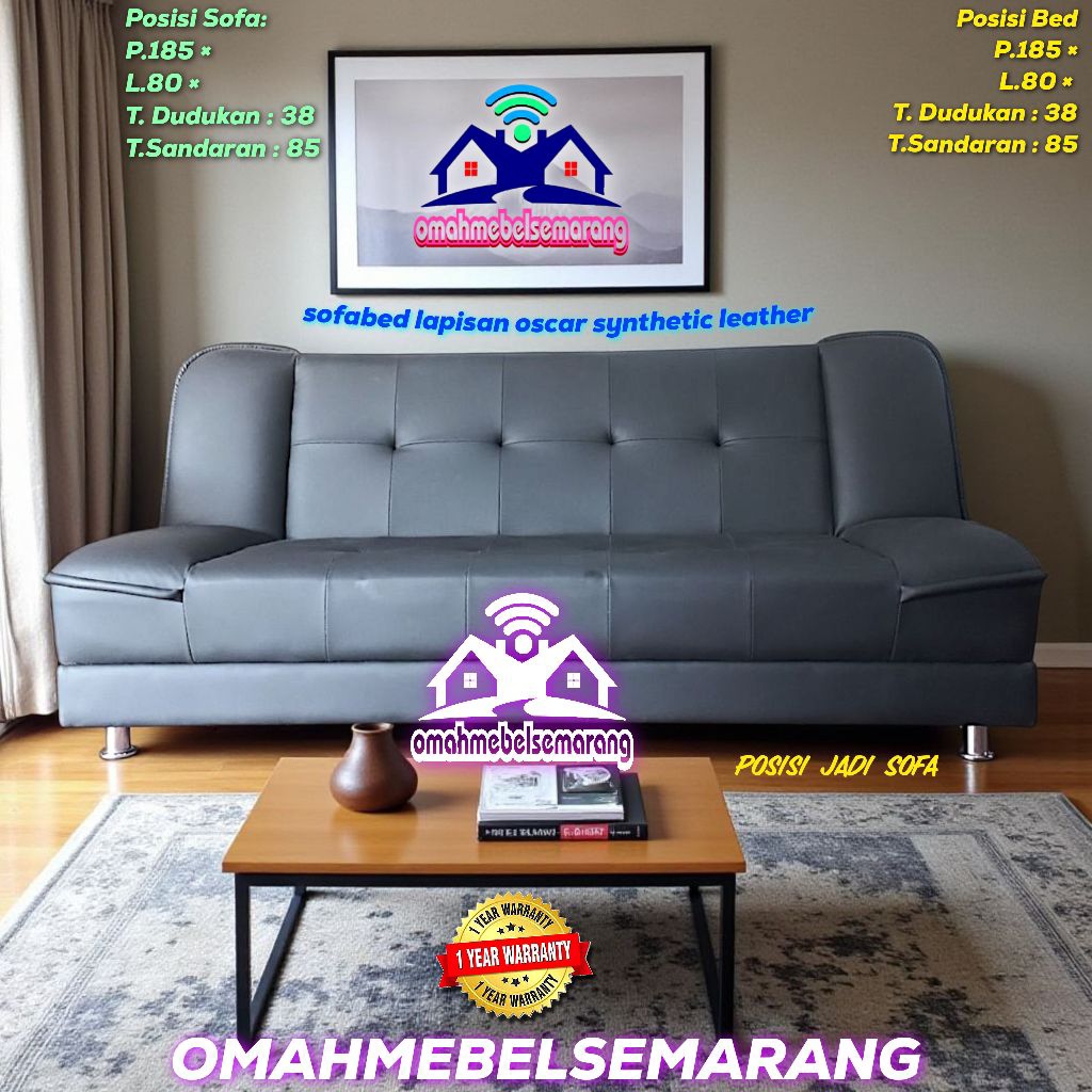 SofaBed Santai Recliner berbahan oscar leather synthetic TRISAKA 01 Sofa jadi Bed minimalis modern
