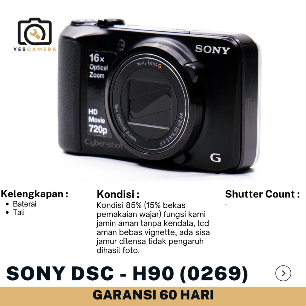 Sony Cybershot DSC - H90 (Bekas) - 16.1MP, HD - Unit only (0269)