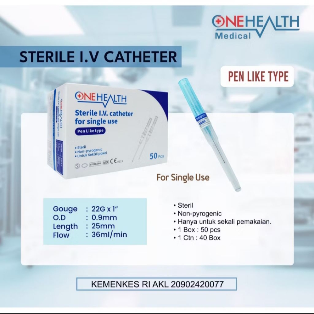 ONEHEALT IV CHATETER NO 22 _ ABOCATH ONEHEALT NO 22