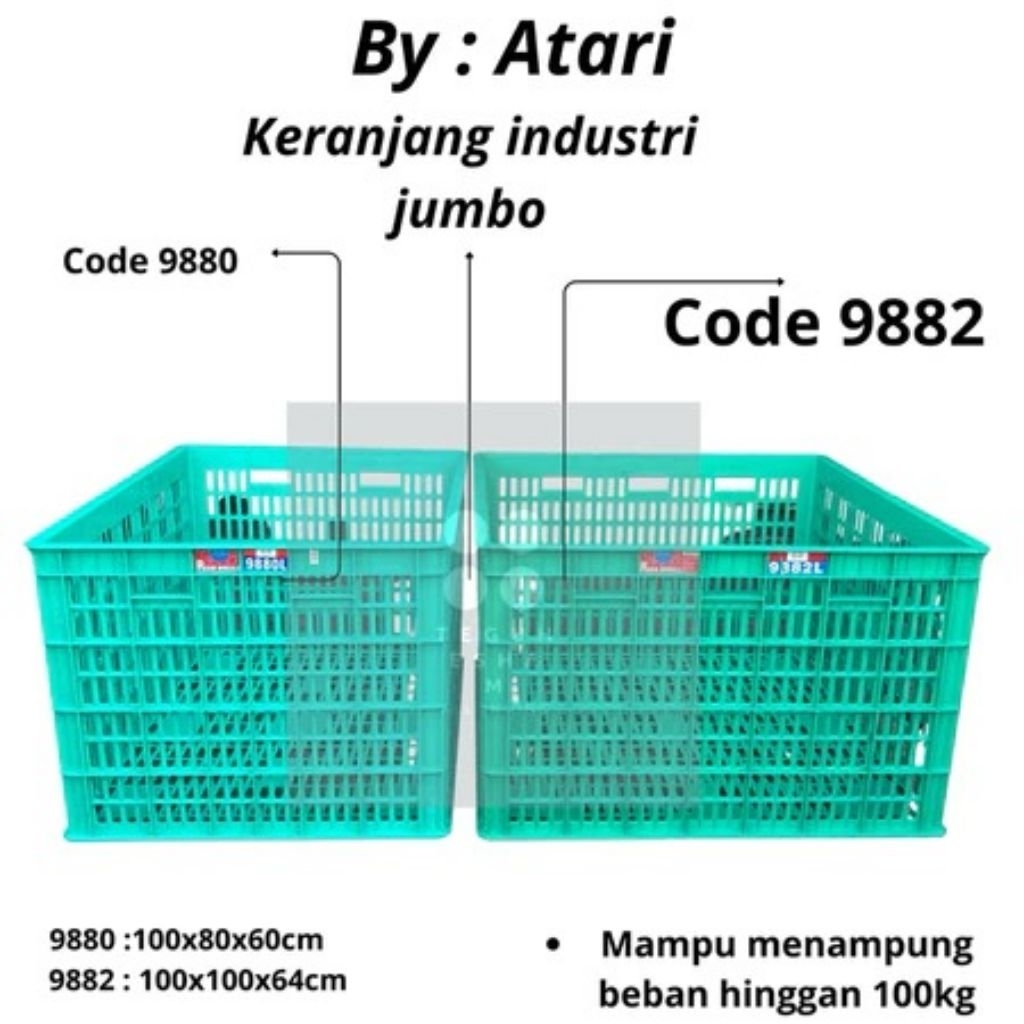 KERANJANG INDUSTRI 9880 LR / 9882 LR CONTAINER INDUSTRI RODA KONTAINER BOX PLASTIK BESAR / KERANJANG