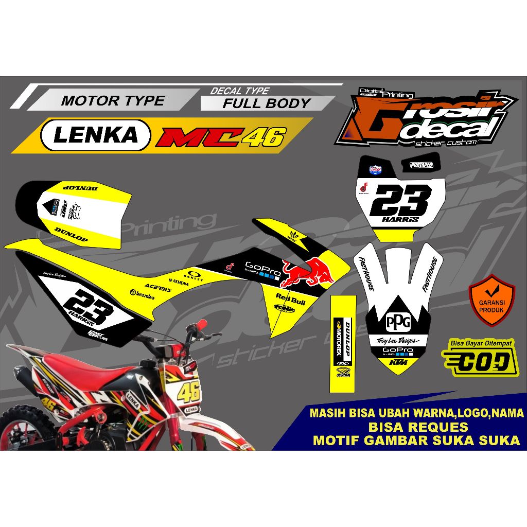 Sticker Stiker Mini Trail Trail mini LENKA MC46 50cc Full body bebas Reques