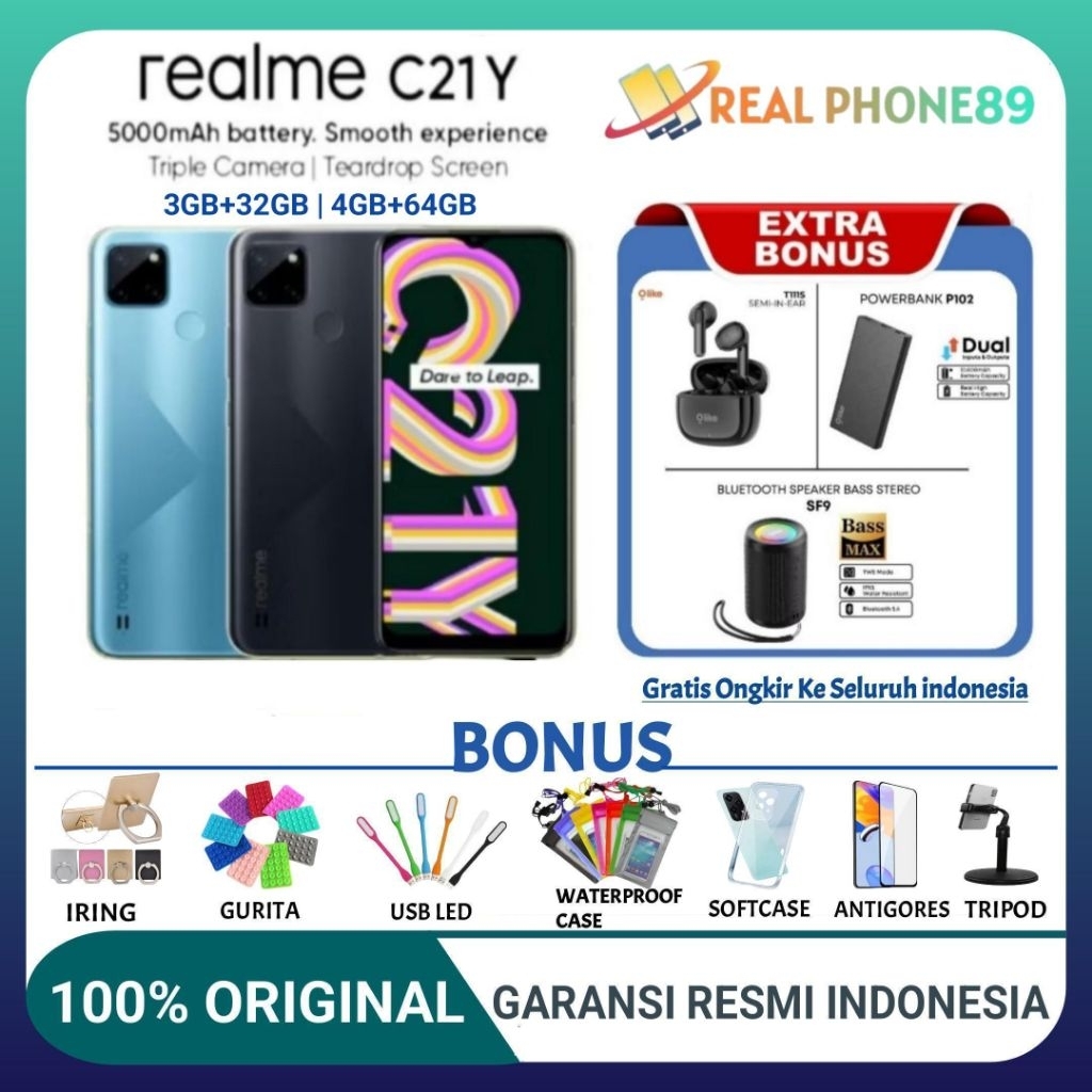 REALME C21Y RAM 3/32 GB | C21Y 3/32 | C21Y 4/64 GB | C21Y 4/64 GARANSI RESMI REALME INDONESIA