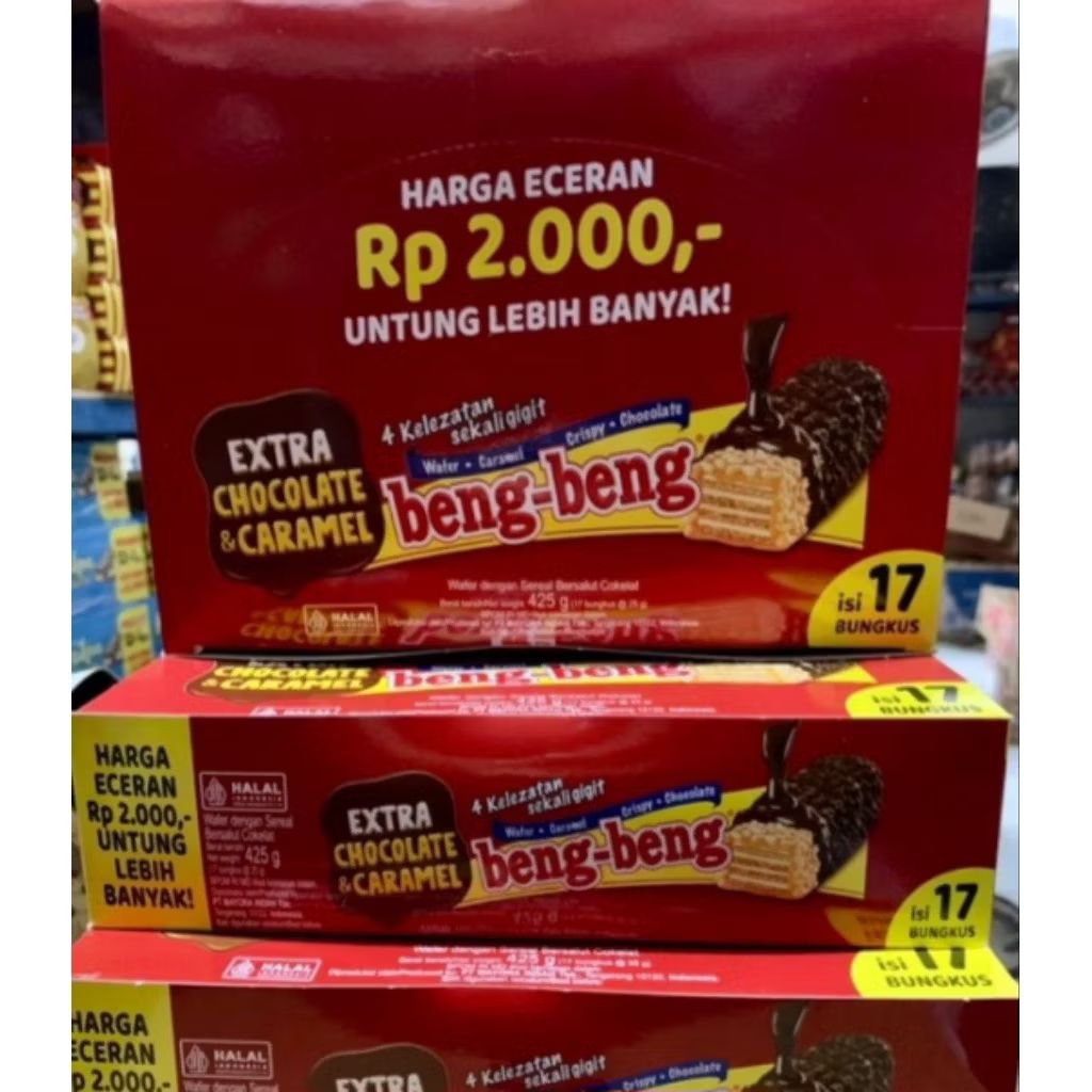 

Beng-beng 25 gram (BOX) | Snack | Beng Beng Coklat Beng Beng | Beng Beng Mini | Beng Beng / NEW BENG-BENG1 PAK ISI 17 PCSX 25 GR- beng beng coklat nikmat termurah