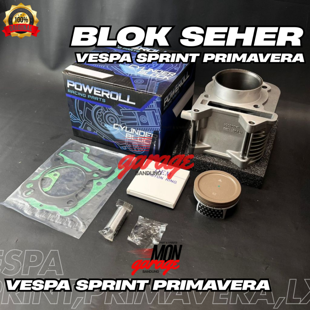 PAKET BLOK SEHER/BORING BORE UP VESPA SPRINT PRIMAVERA LXS 125-150 BORE UP 62MM 63,5MM/CYLINDER BLOK
