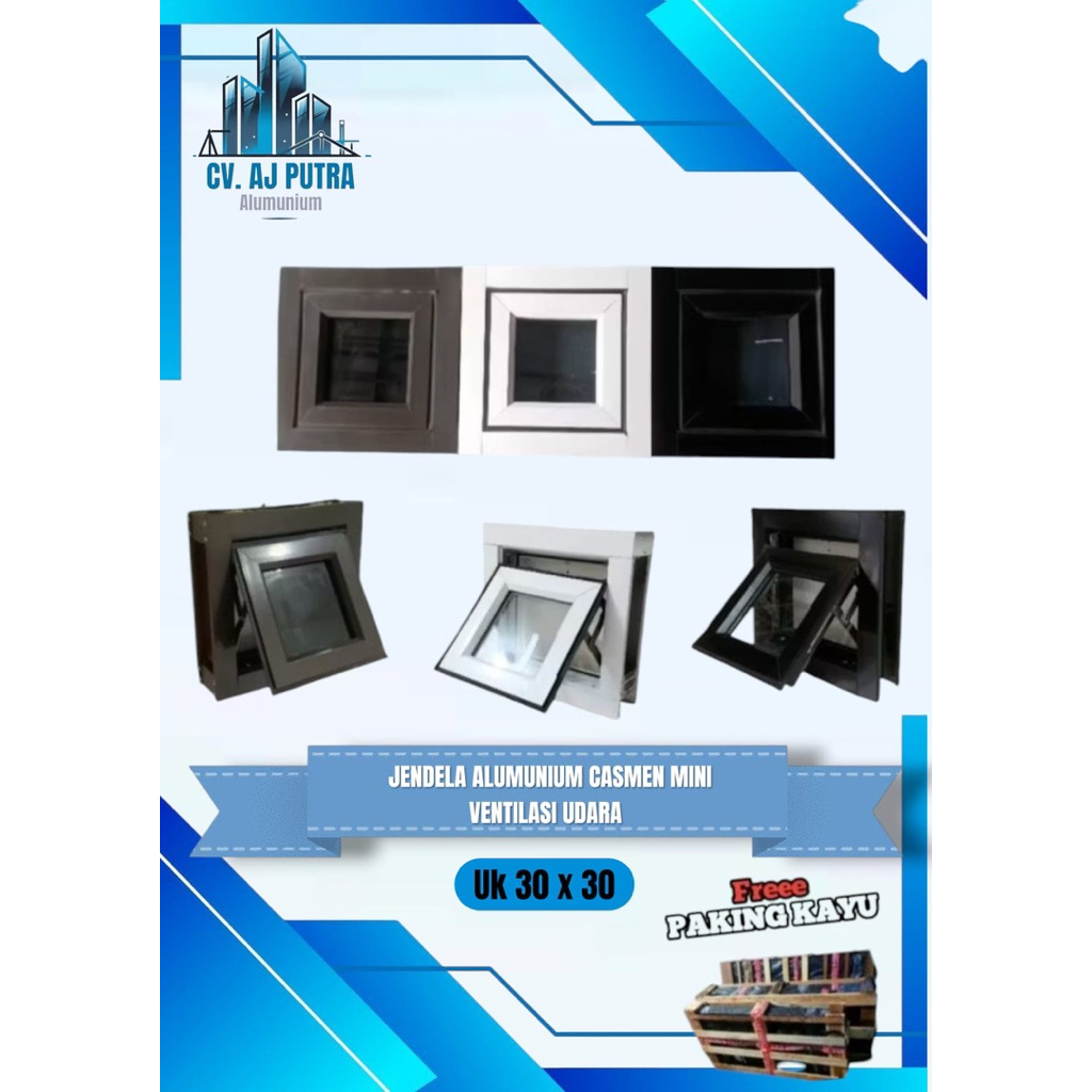 Jendela Alumunium Cesmen mini Dacon 30 x 30 ventilasi udara FREE PACKING KAYU DAN BUBBLE WARP