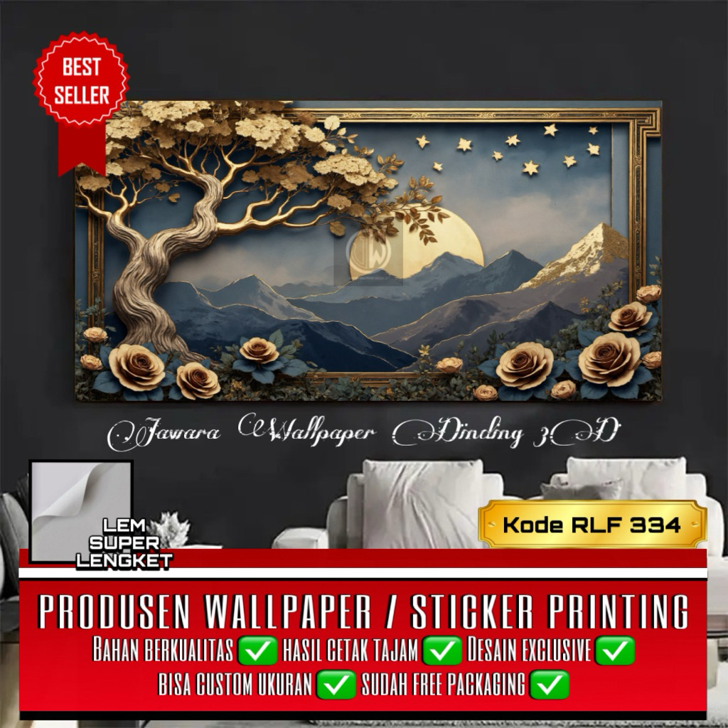 Wallpaper 3D Dinding Relief Pemandangan Alam