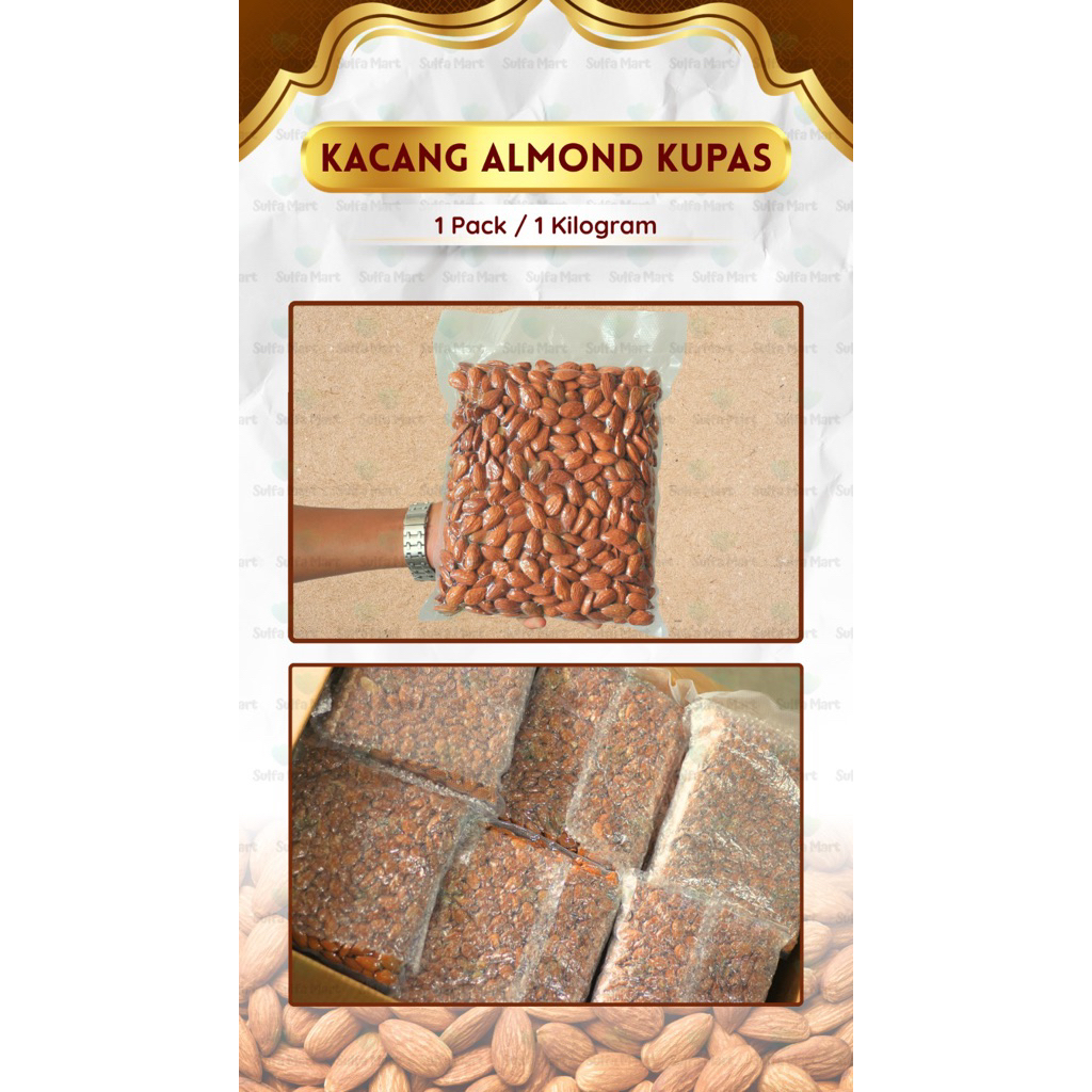 

Kacang Almond Roasted Panggang 1Kg Vaccum / Almond Kupas Almond Premium Rasa Original