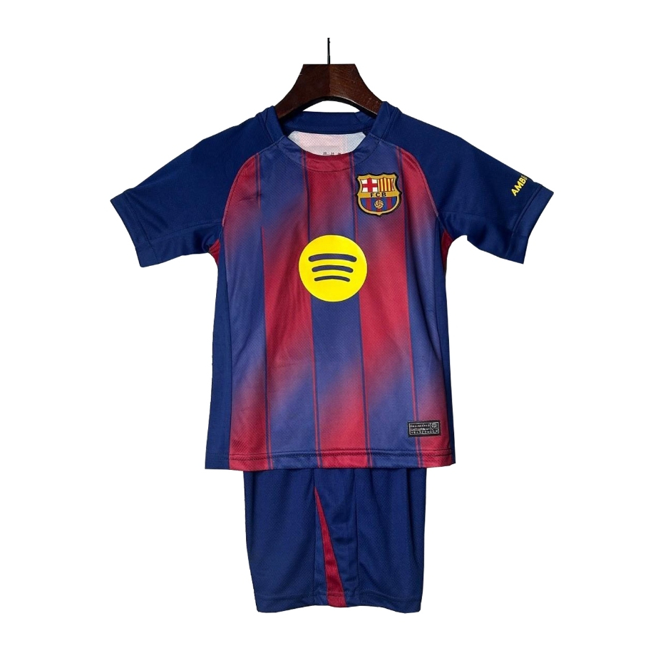 Setelan Jersey & Celana Bola Anak Barca Home 2025/26 Maroon Navy Premium GO High Quality