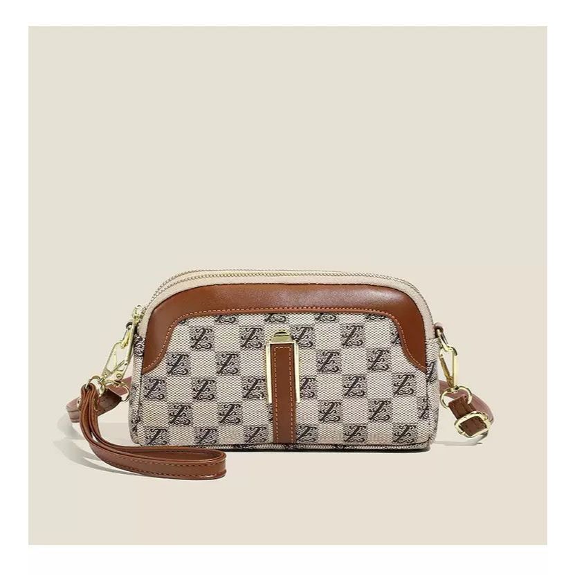 Tas selempang mini wanitaTas Slingbag Shoulder Bag Wanita Bahan PVC 3 Ruang Motif MK / Tas hp wanita