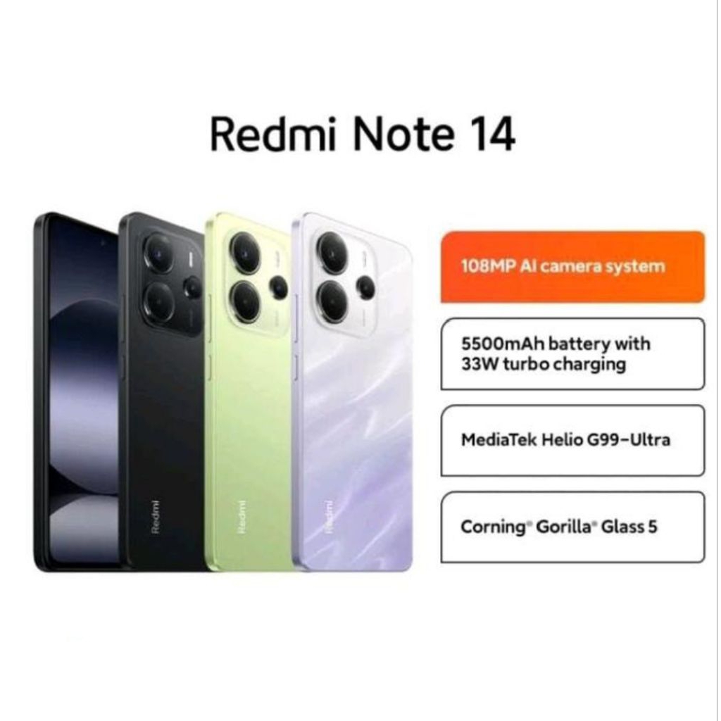 HP XIAOMI REDMI NOTE 14 8/256 GB - XIOMI MI NOTE 14 RAM 8GB ROM 256GB RESMI