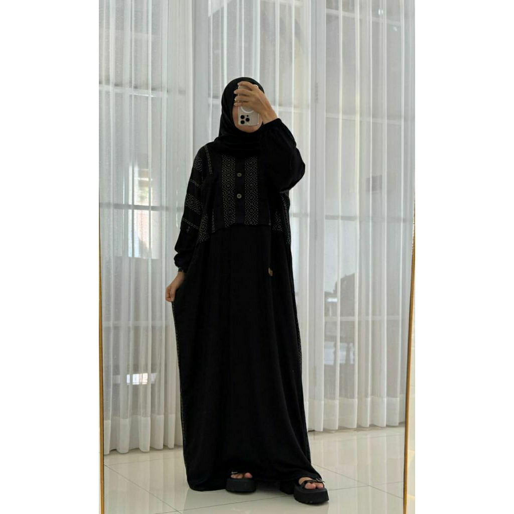 KAFTAN NADHEEFA hitam remaja dewasa terbaru