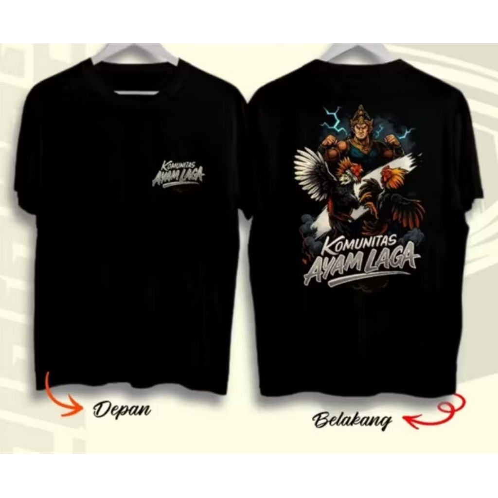 KAOS KOMUNITAS AYAM LAGA Baju lengan pendek Pria wanita kekinian