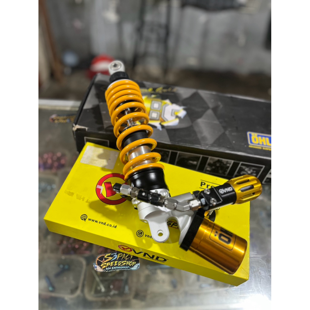 SHOCK OHLINS TABUNG BAWAH SET PRELOAD AJUSTER+FITTING AJUSTER SIZE 320MM UNIVERSAL MATIC