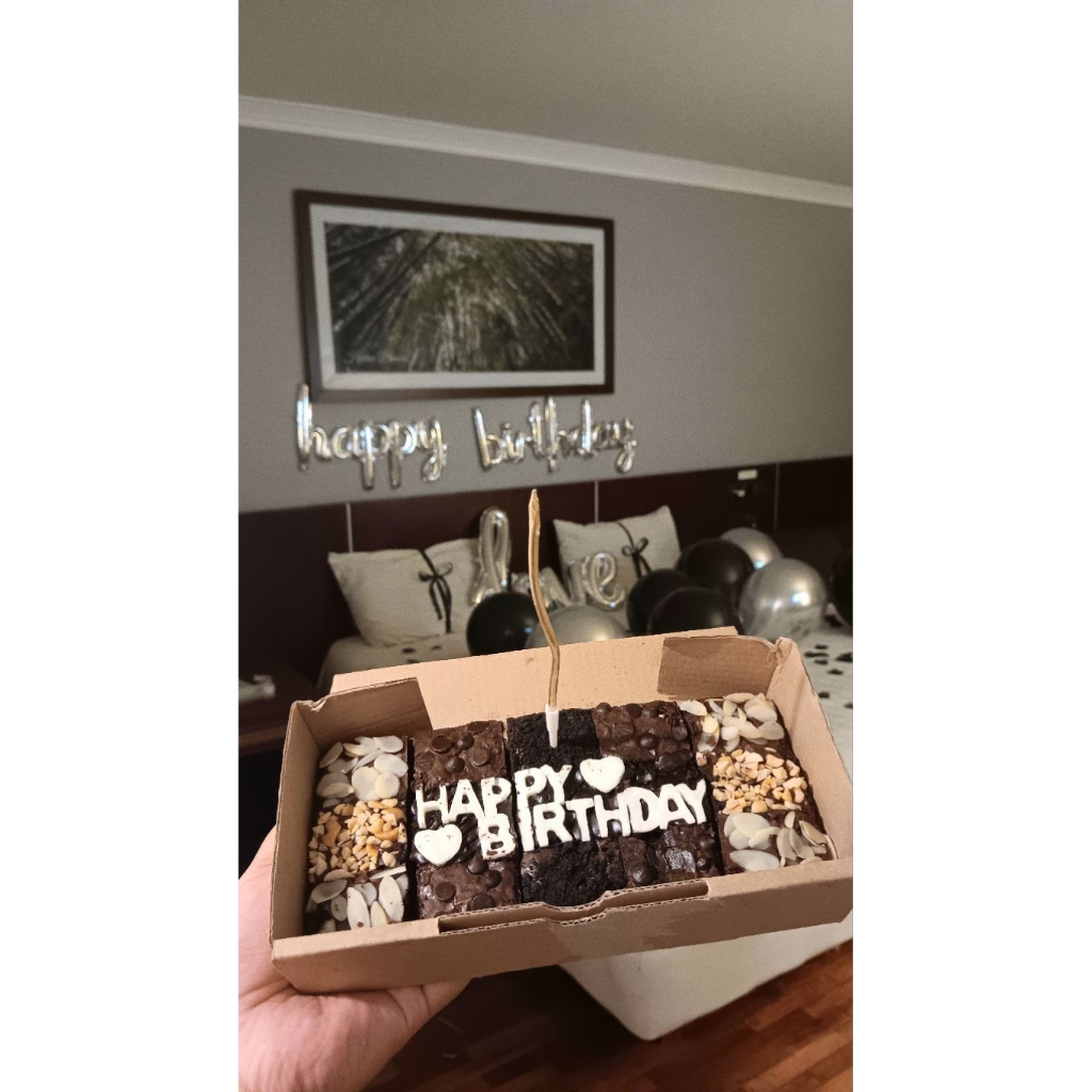 Brownies Birthday Hias Tulisan Medium | Brownies Custom Tulisan | Brownies Ulang Tahun Custom Huruf 