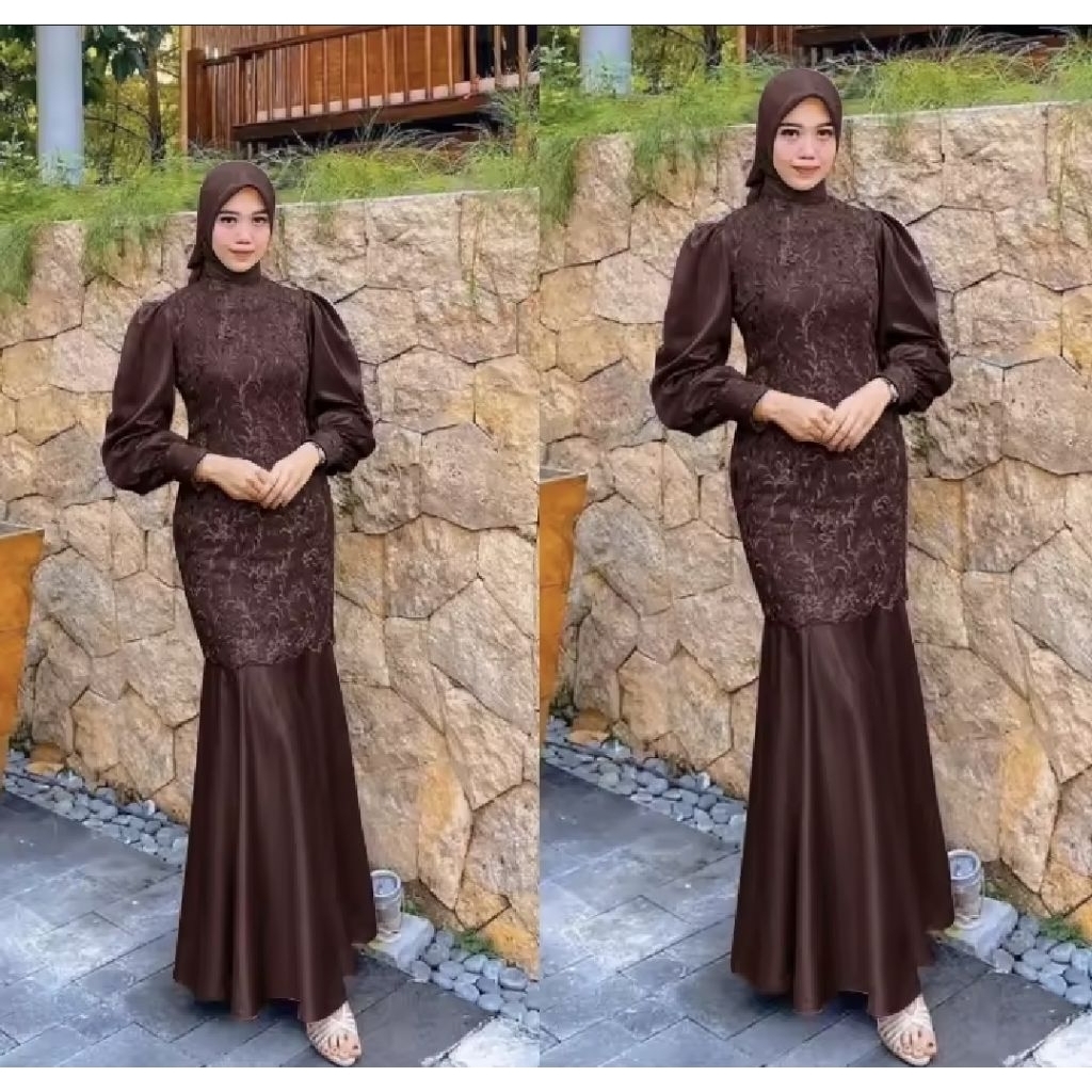Gamis Modis Mewah Maxy Desya Gaun Pesta Muslim Modern Brokat Mewah Lengan Panjang Elegan Untuk Acara