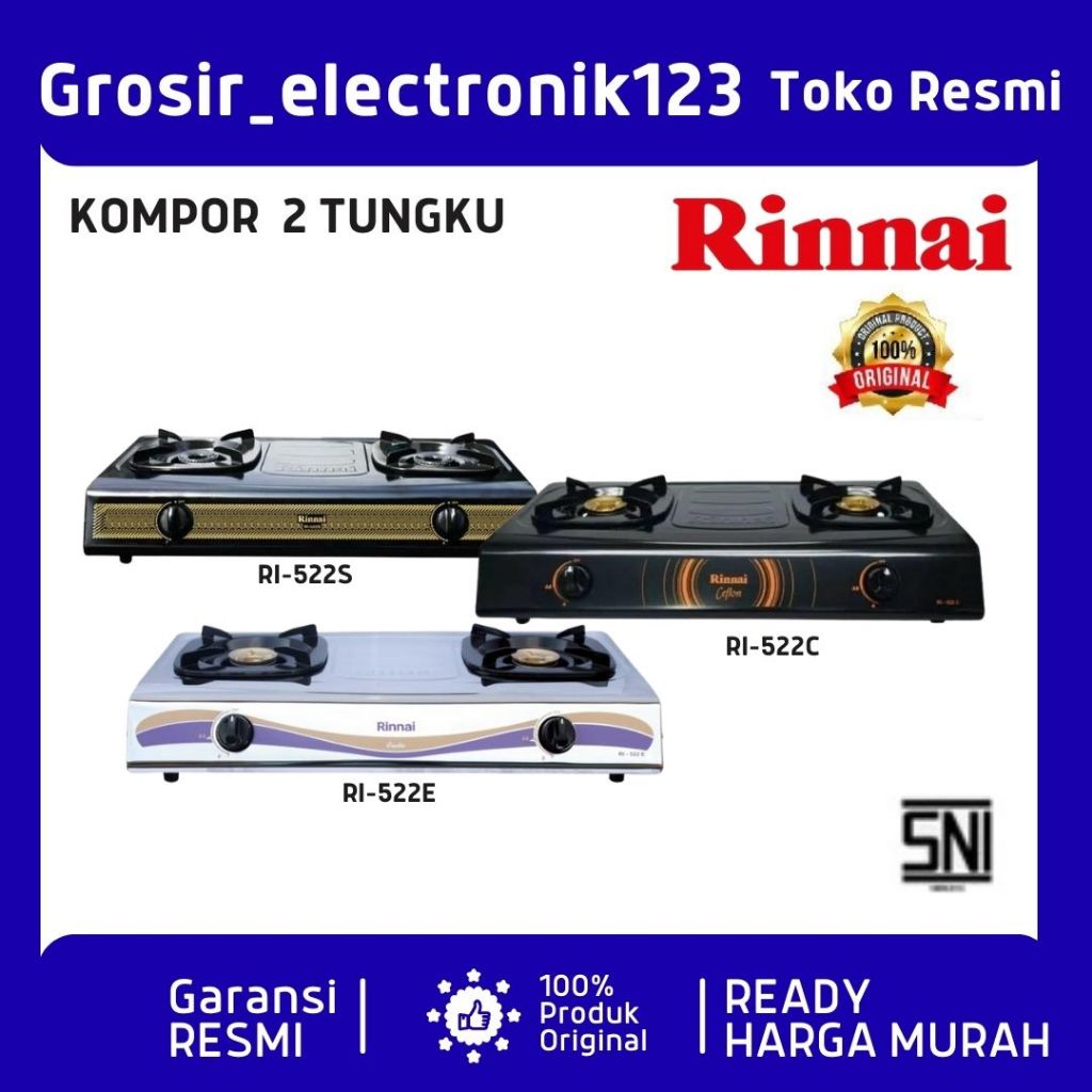 KOMPOR 2 TUNGKU RINNAI RI522E / RI522S / RI522C RINNAI RI-522E/RI-522S/RI-522C