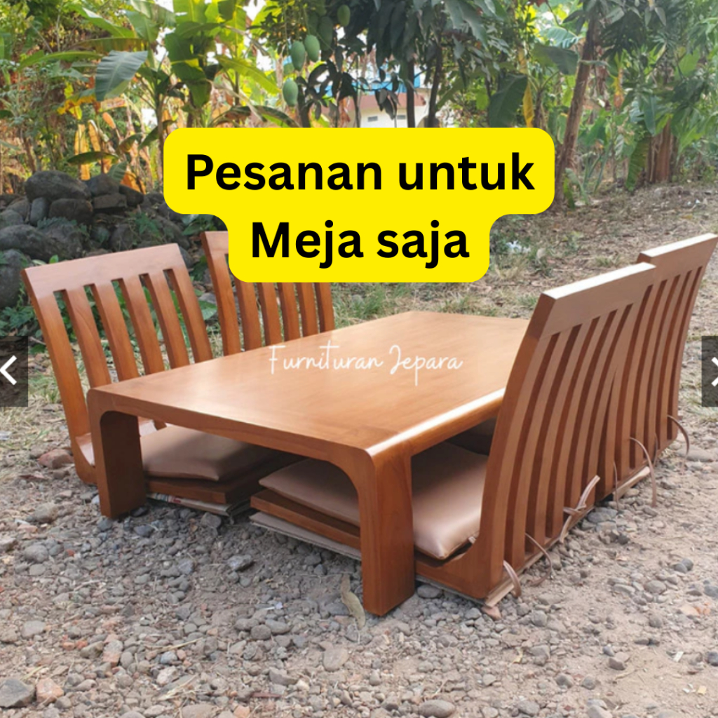 Meja Lesehan Kayu Jati Solid Custom