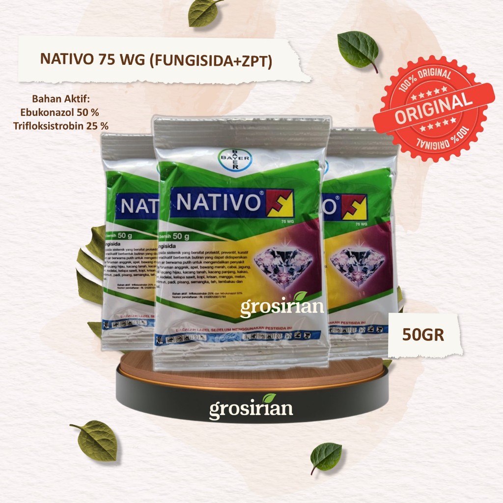 NATIVO 75 WG - 50 GR FUNGISIDA+ZPT | PENGENDALI/PEMBASMI BERCAK DAUN, ANTRAKNOSA, KARAT, BULAI DLL