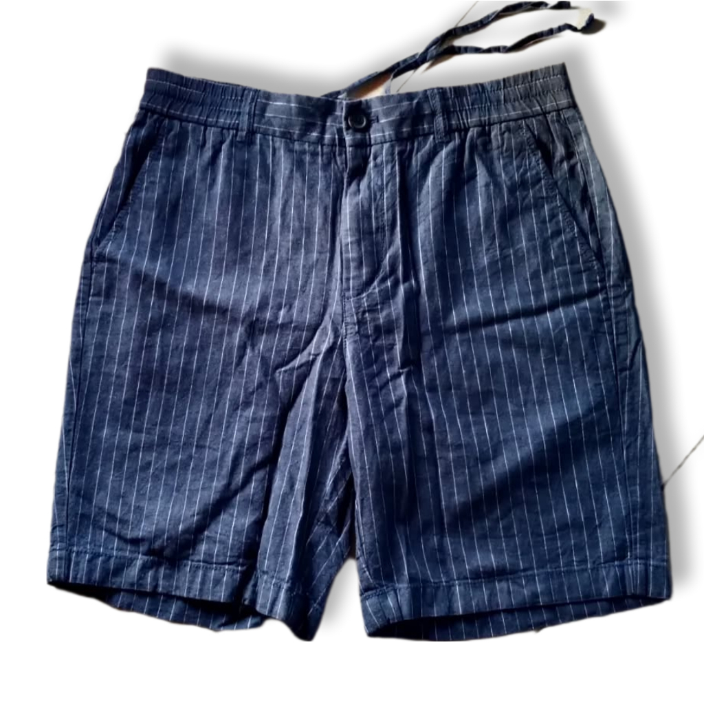 SPAO STRIPE NAVY RELAXED SHORT PANTS | CELANA PENDEK |  CLWM